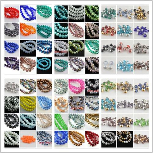 50Pcs 8x6mm Faceted Glass Crystal Loose Spacer Beads Rondelle Findings