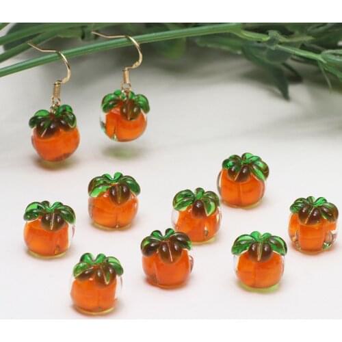 6pcs Colored glass sandwich persimmon glass beads straight hole Earrings Female diy jewelry hairpin accessories material