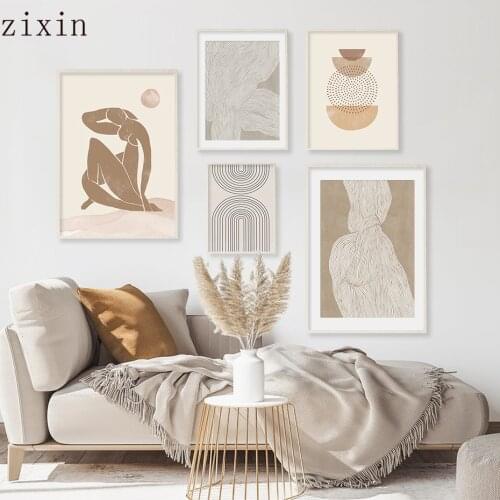 Boho Abstract Figure Sketch Line Texture CanvasWall Art Posters Painting Pictures and Prints for Living Room Home Decorative