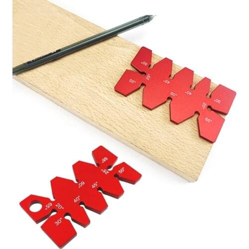 Aluminum Alloy 20-65 Degree Angle Gauge Carpentry Squares Angle Template Ruler with Anodized Surface Woodworking Red
