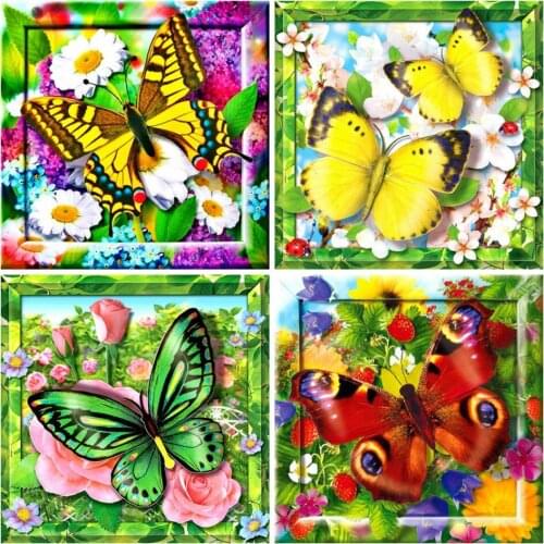 AZQSD DIY Diamond Painting Butterfly And Flower 5D Full Square Rhinestone Diamond Embroidery Mosaic Cross Stitch Home Decor
