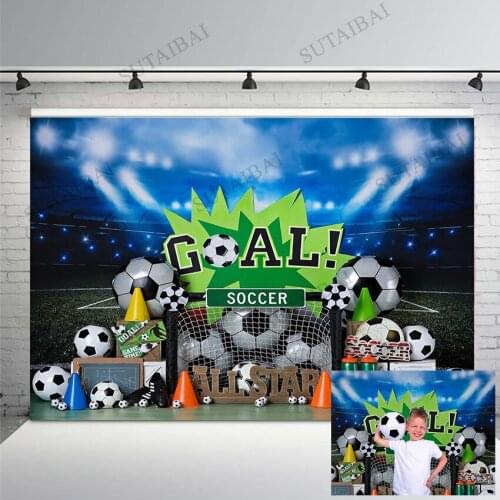 Baby1st Birthday Soccer Backdrop Bathroom Football Child Portrait Cake Smash Photography Background Sport Props Photo Studio