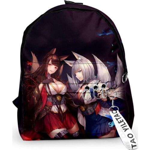 Azur Lane Cosplay Oxford Fabric One Shoulder Keychain Backpack Printed Casual Student School Bag