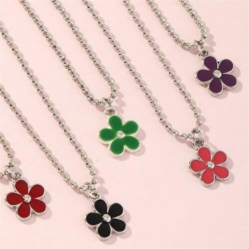 2021 Creative Round Bead Clavicle Chain Female Cute Soft Cute Oil Flower Necklace chains and necklaces подвеска Women jewelry