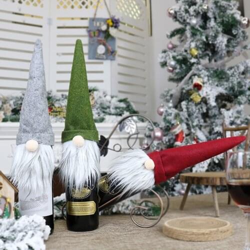 Wine Bottle Cover Xmas Eve Faceless Doll Christmas Wine Bottle Protector Cover Bag for Christmas Decoration Storaging Wine