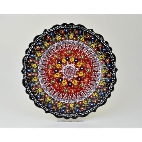 Ceramania Lace Decorated 25 cm Plate 093D Turkish hand art pattern and hand work