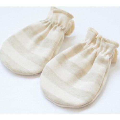 Baby Organic Cotton No Scratch Stripes Gloves Infant Handguard Proctection Warmer Newborn Boys Girls Anti-Scratch Mittens