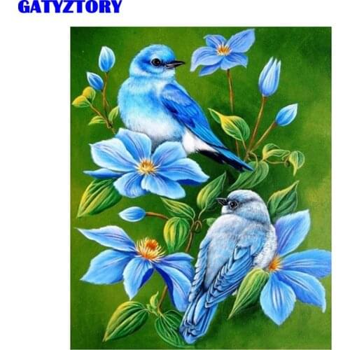 GATYZTORY Frame Birds And Flowers DIY Painting By Numbers Acrylic Paint By Numbers Animals Modern Wall Art Canvas Painting 40x50