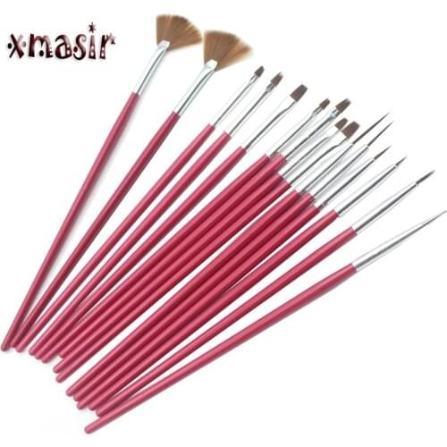 15PCS/Set Face Body Paint Brushes Professional Nylon Hair Painting Nail Brush Set Plastic Handle Drawing Brushes Art Tools Kit