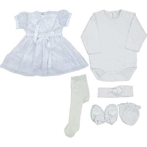 433598 Mevlüt Set Girl Ruched White 0-6 Month