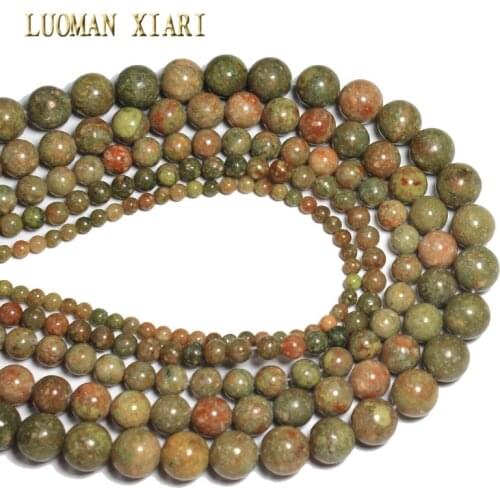 Wholesale China Unakite Natural Stone Round Beads For Jewelry Making DIY Bracelet Necklace Material 4/6/8/10/12 mm Strand 15