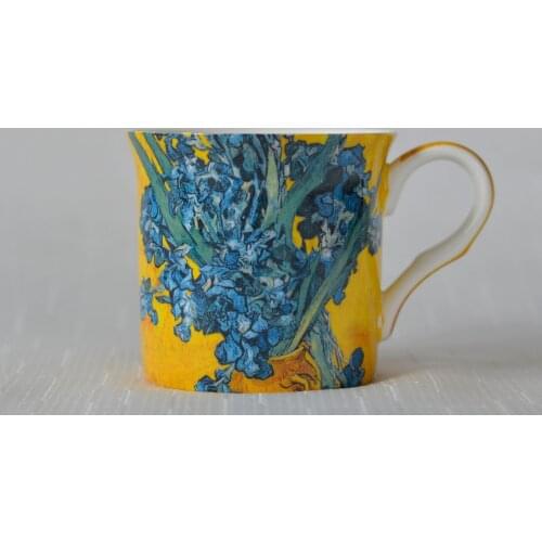 Bone China Van Gogh Klimt Paintings Art Coffee Milk Mugs Porcelain Tea Cups Travel Mug Home Office Tumbler Handle Cup 300-320ml