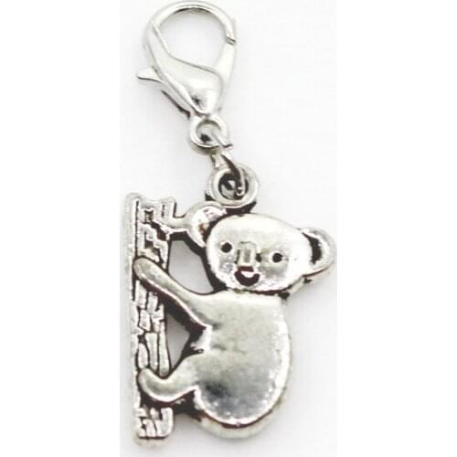 Hot Selling 20pcs/lot Koala Dangle Charms Lobster Clasp DIY Bracelet Necklace Pendants Jewelry Hanging Charms