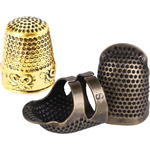 LMDZ Thimble Finger Protector, Adjustable Fingertip Thimble Metal Shield Protector Pin Needles Sewing Quilting Craft Accessories