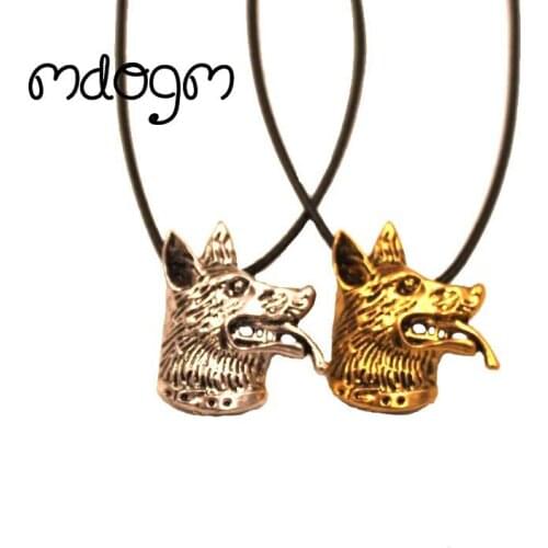 Mdogm German Shepherd Necklace Dog Animal Pendant Antique Gold Silver Plated Jewelry For Women Male Female Girls Ladies N062