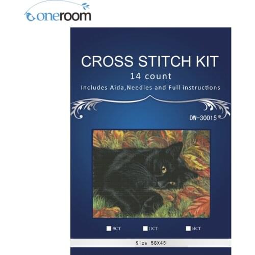 4CT 60x47 Black cat Similar DMC threads DIY Handmade Counted Cross Stitch Needlework Set Embroidery Kit Home Decoration