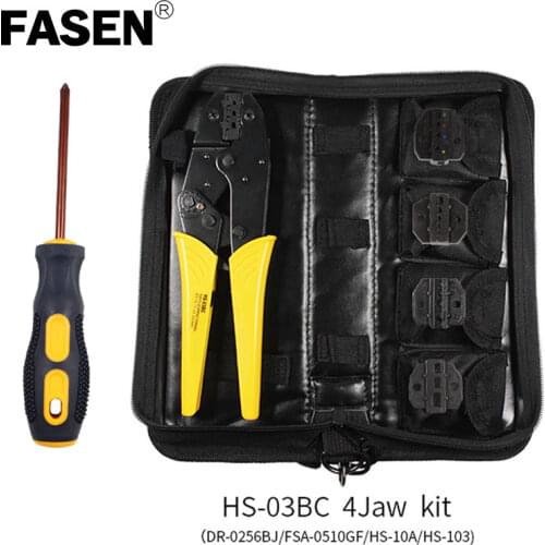 Crimping Tool Kit Ratchet Terminal Crimper Tool 5 Interchangeable Die Set for Insulated/Non-insulated Terminals with Storage Bag