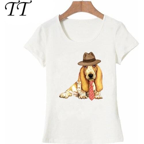 New Harajuku I Love my friend Basset Hound T-Shirt cute women short sleeve Hipster dog art design Tops Pretty girl t-shirt Tees