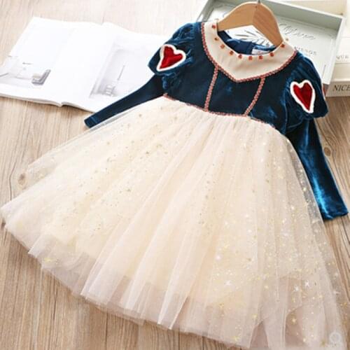 Girls Princess Dress Winter Long Sleeve Velvet Wedding Party Tutu Vestidos Kids Elegant Clothing Children Christmas Costume