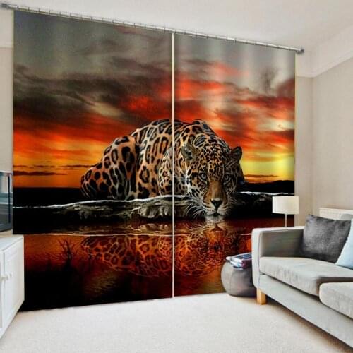 Luxury Blackout 3D Window Curtains For Living Room Bedroom brwon tiger curtains stereoscopic curtains curtains