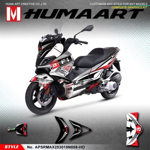 HUMAART Scooter Bike Stickers Custom Self Adhesives for Aprilia SR MAX 250 300 2019 2020 (Style No.APSRMAX253019N008-HO)