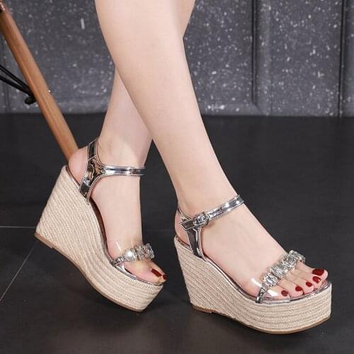 Crystal sandals summer women platform sandals gladiator fashion high heels wedges espadrilles shoes sexy open toe sandals