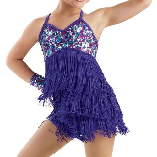 First Steps Girls Dance Dress Sequins Latin Stage Performance Costumes Tassel Dresses