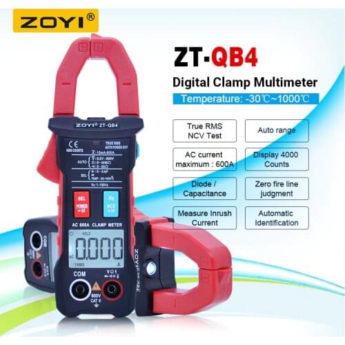 ZOYI Clamp meter ZT-QB4 4000 Counts 600A multimeter voltmeter AC Ammeter Resistance Frequency Capacitance Temperature tester