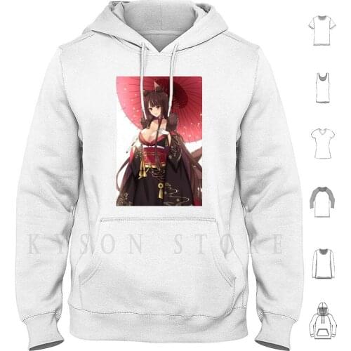 Azur Lane-Akagi Hoodie long sleeve Cotton Azur Lane Akagi Big Tits Boobs Oppai Cleavage Thigh Highs Stockings