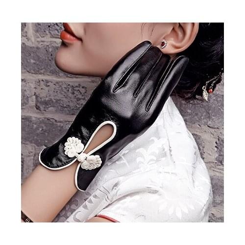 Autumn and winter womens 100% genuine leather gloves female sheepskin leather winter windproof driving gloves