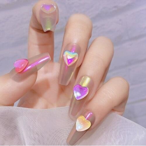 Nail Art 1 Box of Aurora Transparent Crystal Macarons Half Heart Candy Color Mixed Size Gems DIY Nail Art Decoration Accessories