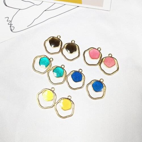 10pcs 20*23mm Metal Geometry Pendants Enamel Charms Alloy Jewelry Mini-pendant Simple Diy Jewelry Accessories