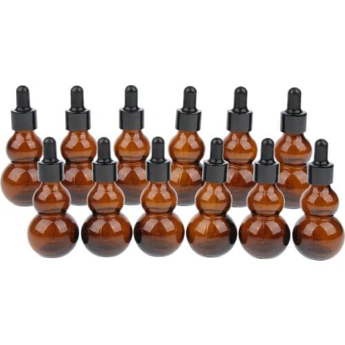12pcs Amber Empty Refillable Glass Dropper Bottles for Essential Oil Makeup