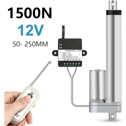12V Linear Actuator With RF Remote Control Metal Gear Linear Motor 50mm 100mm 150mm 200mm 250mm Stroke Moving Distance 1000N 30W