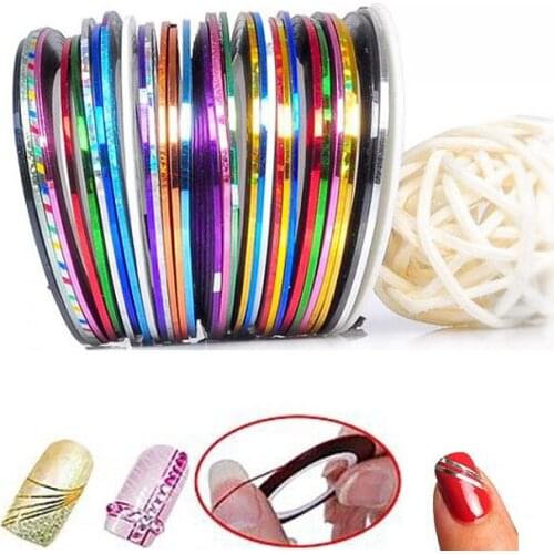 30Pcs/Set Nail Sticker Striping Rolls Tape Line Smooth Surface Nail Art Decoration Sticker Accessories DIY Tips Glitter