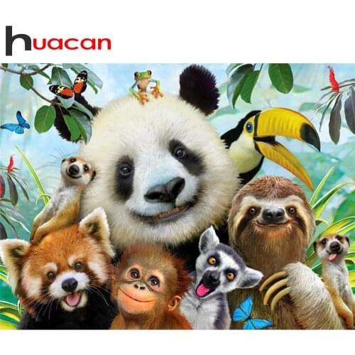 Huacan Diamond Embroidery Set 5D Panda Diamond Mosaic Art Painting Animals Rhinestone Pictures Handicraft Decoration For Home