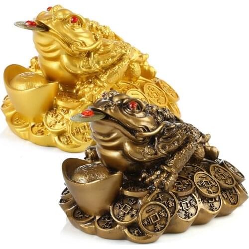 Besegad Mini Fortune Lucky Coin Frog Feng Shui Money Toad Chan Chu Chinese Charm of Prosperity Decoration Gift for Home Office