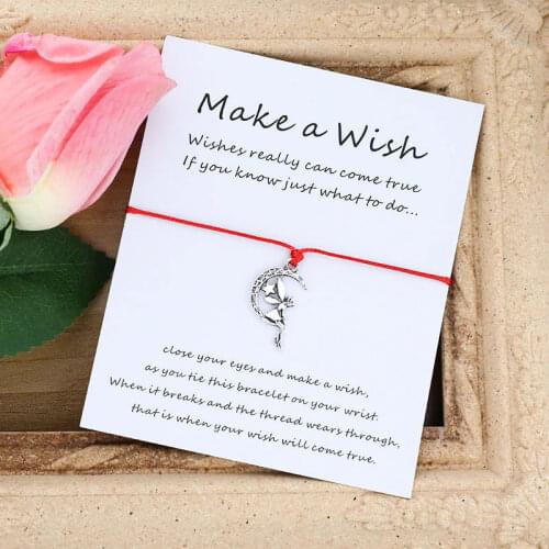 Make A Wish Fairy Wish Bracelet Angel Fairy Charm Red Rope Friendship Bracelet Fairy Jewellery for Women Men Sister Magic Gift