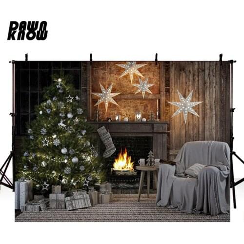 DAWNKNOW Merry Christmas Tree Fond Photo Background Fotografia Sofa Photography Backdrop Photocall Children Studio lv931