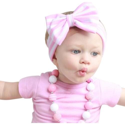 Childrens Girl Hair Belt Bowknot Striped Hairbands Baby Girls Hair Elastic Headband New Fashion