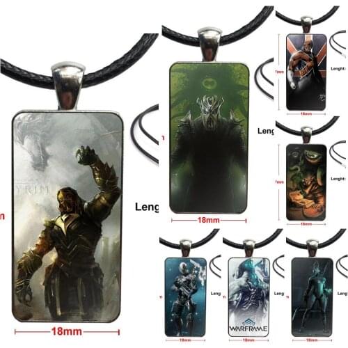 For Unisex Warframe Excalibur Poster Fashion Glass Cabochon Pendant Rectangle Necklace Choker Necklace Jewelry