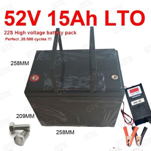 GTK 51V 52V 15AH LTO battery Lithium titanate battery pack BMS 22S 52.8v for 48V scooter golf cart scooter bike + 3A charge