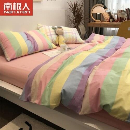Leopard Bedding Set Cartoon Rainbow Printed Bed Linen Sheet For Children Duvet Cover Single Double Queen Bed Quilt Covers Sets