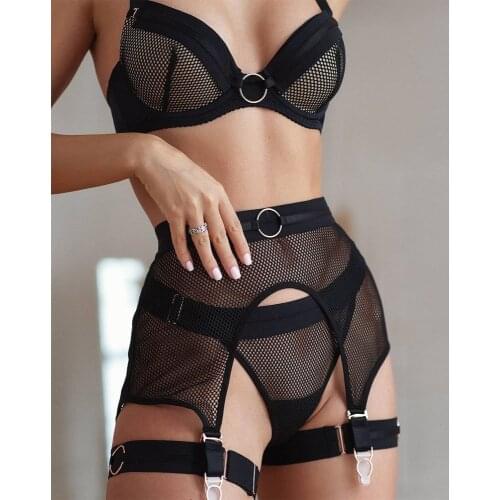 Yimunancy 4-Piece Lace Bra Set Women Transparent Bra + Panty Lingerie Set Sexy Underwear Set