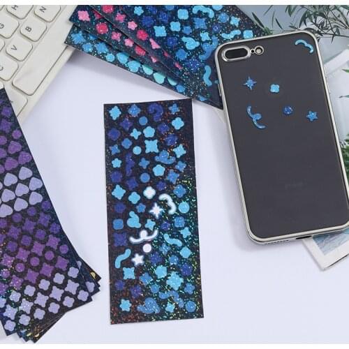 Korea Sparkling Colorful Laser Stickers DIY Scrapbook Album Mobile Phone Kawaii Stationery Decorative Stickers Aesthetic