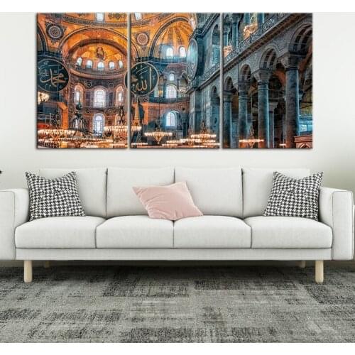 Link7- 3P Muslim Poster Islamic Wall Art Canvas Photo Print to Poster Canvas Wall Art Modern Home Office Decor