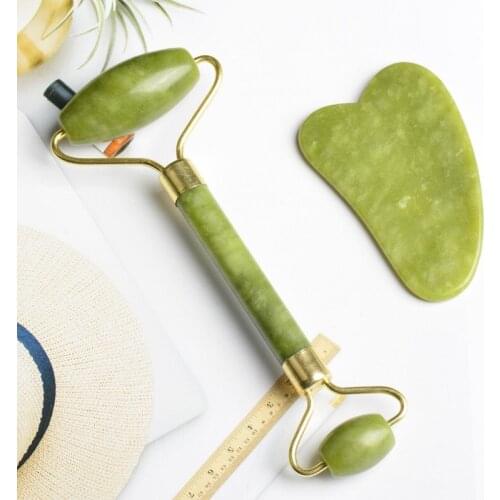 Facial Massage Roller Guasha Board Double Heads Jade Stone Face Lift Body Skin Relaxation Slimming Beauty Neck Thin Lift