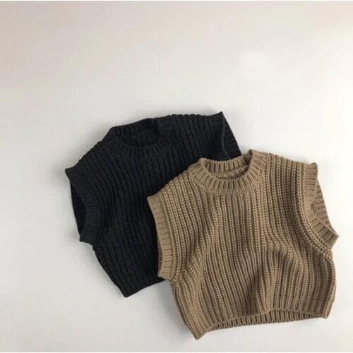 MILANCEL 2021 Kids Clothes Pure Color Boys Vest Japan Style Girls Knitwear Casual Girls outerwear