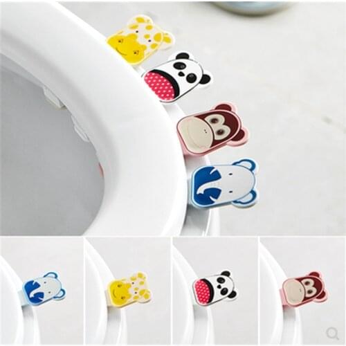 Cute Cartoon Toilet Cover Lifting Device Bathroom Toilet Lid Handle Sticker Portable Sanitary Handle Bathroom Seat Accessories