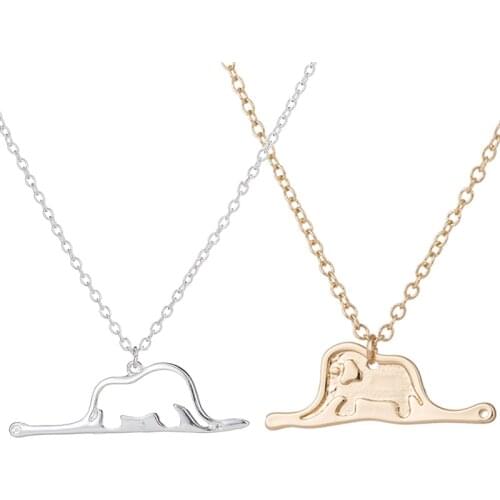 Yiustar Trendy the Little Prince Pendant Necklace Men Cute Snake Elephant Chain Necklace Aesthetic Animal Jewelry for Women Gift